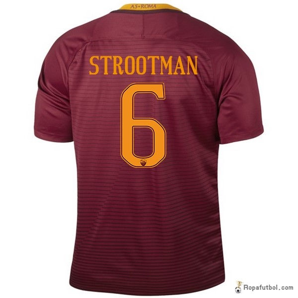 Camiseta As Roma Replica Primera Ropa Strootman 2016/17 Rojo